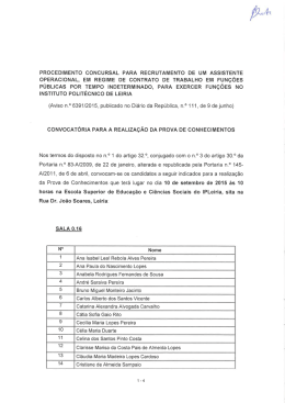 procedimento concursal para recrutamento de um assistente