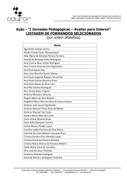 LISTAGEM DE FORMANDOS SELECIONADOS (por ordem alfabética)