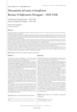 17 Revista de Enfermagem Refer&ecirc;ncia Hist&oacute;ria e Mem&oacute;ria