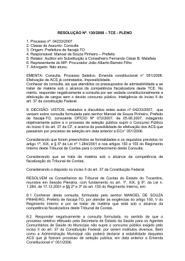 Decis&atilde;o, Relat&oacute;rio e Voto - Tribunal de Contas do Estado do