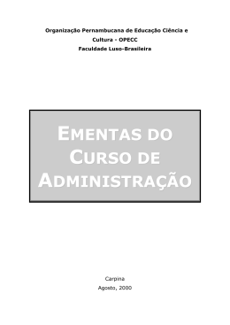 EMENTAS DO CURSO DE ADMINISTRA&Ccedil;&Atilde;O