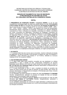 Edital Isen&ccedil;&atilde;o e Cotas