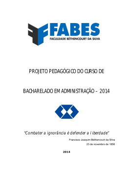 PROJETO PEDAG&Oacute;GICO DO CURSO DE