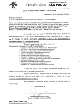 ETEC Dra. Ruth Cardoso - Sele&ccedil;&atilde;o de Professores