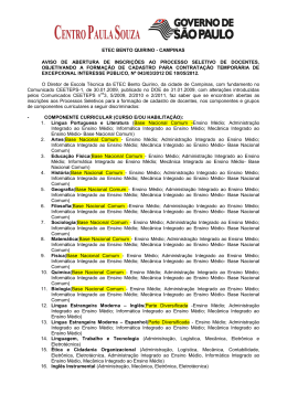 etec bento quirino - campinas aviso de abertura de inscri&ccedil;&otilde;es ao