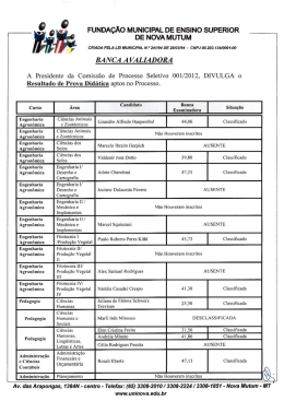 Resultado da Prova Did&aacute;tica Processo Seletivo 01/2012