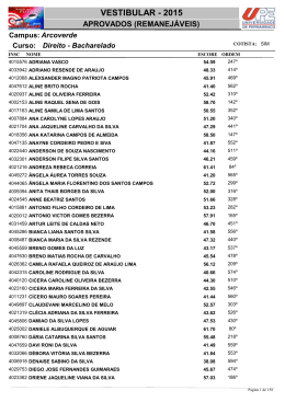 VESTIBULAR - 2015 - Processo de Ingresso