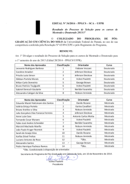 Edital 34/2014 Resultado Final Seleção Mestrado e Doutorado