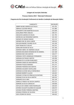 Listagem de Inscri&ccedil;&otilde;es Deferidas Processo Seletivo 2014