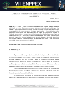a media&ccedil;&atilde;o como forma de efetiva&ccedil;&atilde;o do acesso &agrave; justi&ccedil;a