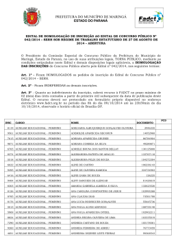 Homologa&ccedil;&atilde;o da Inscri&ccedil;&atilde;o