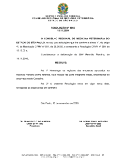 RESOLUÇÃO Nº 1865 18.11.2009 O CONSELHO - CRMV-SP