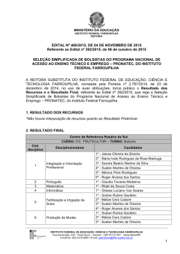 1 EDITAL N&ordm; 468/2015, DE 04 DE NOVEMBRO DE 2015 Referente