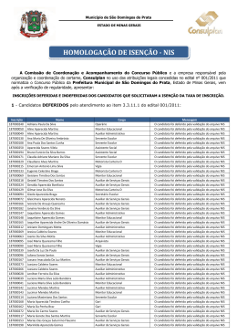 HOMOLOGA&Ccedil;&Atilde;O DE ISEN&Ccedil;&Atilde;O - NIS
