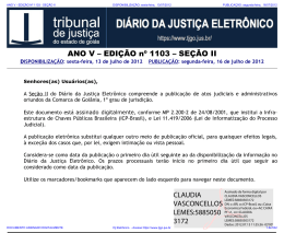 TJ-GO DIÁRIO DA JUSTIÇA ELETRÔNICO - EDIÇÃO 1103