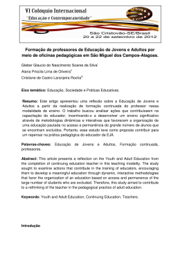 Forma&ccedil;&atilde;o de professores de Educa&ccedil;&atilde;o de Jovens e Adultos por