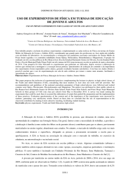uso de experimentos de f&iacute;sica em turmas de educa&ccedil;&atilde;o de jovens e
