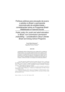 pol&iacute;ticas p&uacute;blicas para a educa&ccedil;&atilde;o de jovens e adultos no brasil