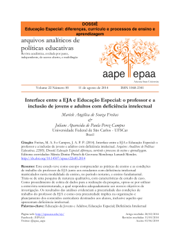 Interface entre a EJA e Educa&ccedil;&atilde;o Especial
