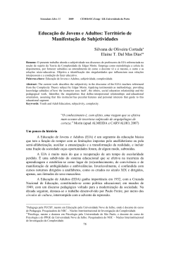 Educa&ccedil;&atilde;o de Jovens e Adultos: Territ&oacute;rio de Manifesta&ccedil;&atilde;o de