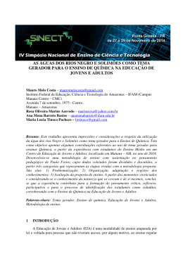 as &aacute;guas dos rios negro e solim&otilde;es como tema gerador para o