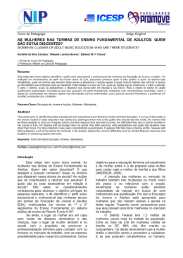 AS MULHERES NAS TURMAS DE ENSINO FUNDAMENTAL