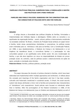 FAM&Iacute;LIAS E POL&Iacute;TICAS P&Uacute;BLICAS: SUBS&Iacute;DIOS PARA A