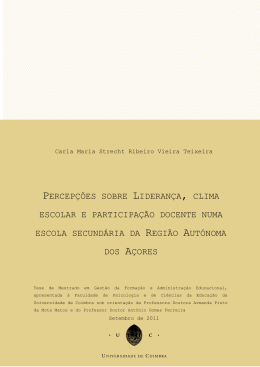 Percep&ccedil;&otilde;es sobre Lideran&ccedil;a,Clima Escolar