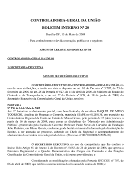 Edi&ccedil;&atilde;o n&ordm; 20, de 15 de maio de 2009 - Controladoria