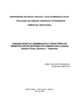 VARIABILIDADE DA GERMINA&Ccedil;&Atilde;O E CARACTERES DE