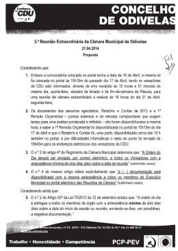 Proposta da CDU para que as Contas do Município