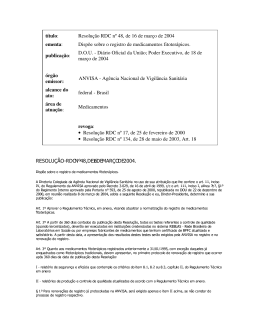 Resolu&ccedil;&atilde;o RDC n&ordm; 48, de 16 de mar&ccedil;o de 2004 ementa