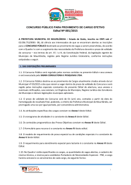 Edital N&ordm; 001/2015