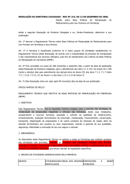 RESOLU&Ccedil;&Atilde;O DA DIRETORIA COLEGIADA