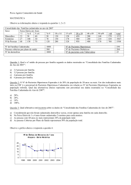 Prova Agente Comunit&aacute;rio da Sa&uacute;de MATEM&Aacute;TICA