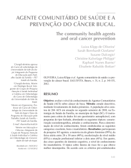 agente comunit&aacute;rio de sa&uacute;de e a preven&ccedil;&atilde;o do c&acirc;ncer bucal.