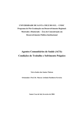 Agentes Comunit&aacute;rios de Sa&uacute;de (ACS): Condi&ccedil;&otilde;es de