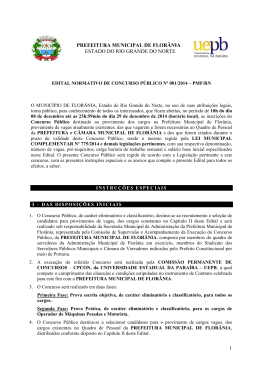 Edital Normativo de Concurso P&uacute;blico N&ordm; 001 - CPCON