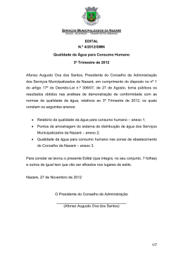1/7 EDITAL N.&ordm; 4/2012/SMN Qualidade da &Aacute;gua para Consumo