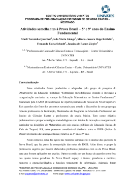 Atividades semelhantes à Prova Brasil – 5º e 9º anos do