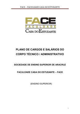 FACE - Plano de Cargos de Sal&aacute;rios Tecnico/Administrativo
