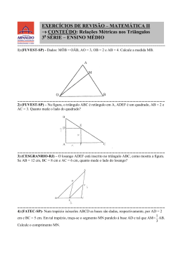 Exercícios de Revisão.RELAÇÕES MÉTRICAS NOS