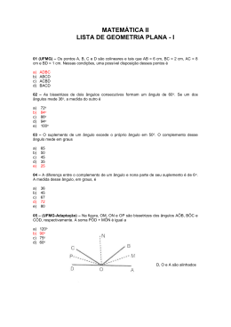 MATEMÁTICA II LISTA DE GEOMETRIA PLANA - I