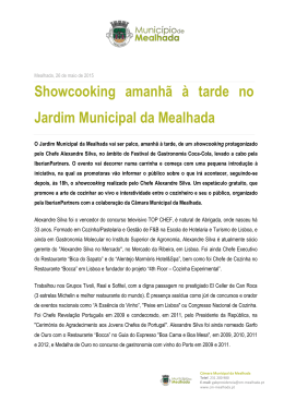 Showcooking amanhã à tarde no Jardim Municipal da Mealhada