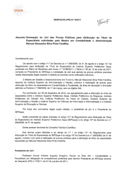 Despacho de Nomea&ccedil;&atilde;o do J&uacute;ri