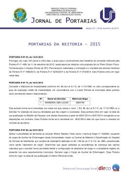 PORTARIAS DA REITORIA - 2015 - Universidade Federal de