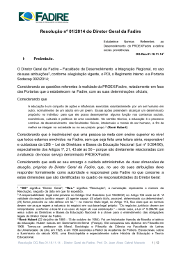 Resolução nº 01/2014 do Diretor Geral da Fadire