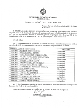 GOVERNO DO ESTADO DE ROND&Ocirc;NIA
