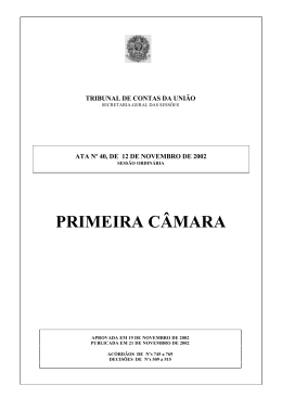 PRIMEIRA C&Acirc;MARA - Tribunal de Contas da Uni&atilde;o
