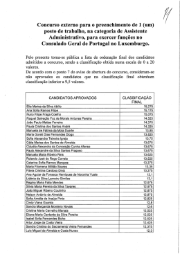 Concurso externo parao preenchimento de 1 (um) posto de trabalho